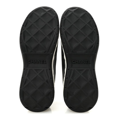 Chanel Velvet Calfskin Mixed Fibers CC Sneakers 37.5 Black 6 of 10