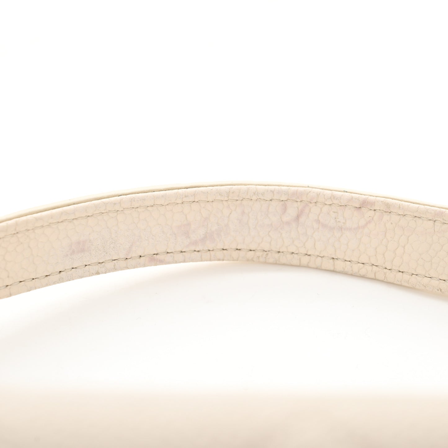 Grained Calfskin Small Stitched Flap White