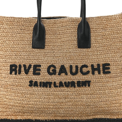 Saint Laurent Raffia Calfskin Rive Gauche Tote Naturale Black 8 of 11