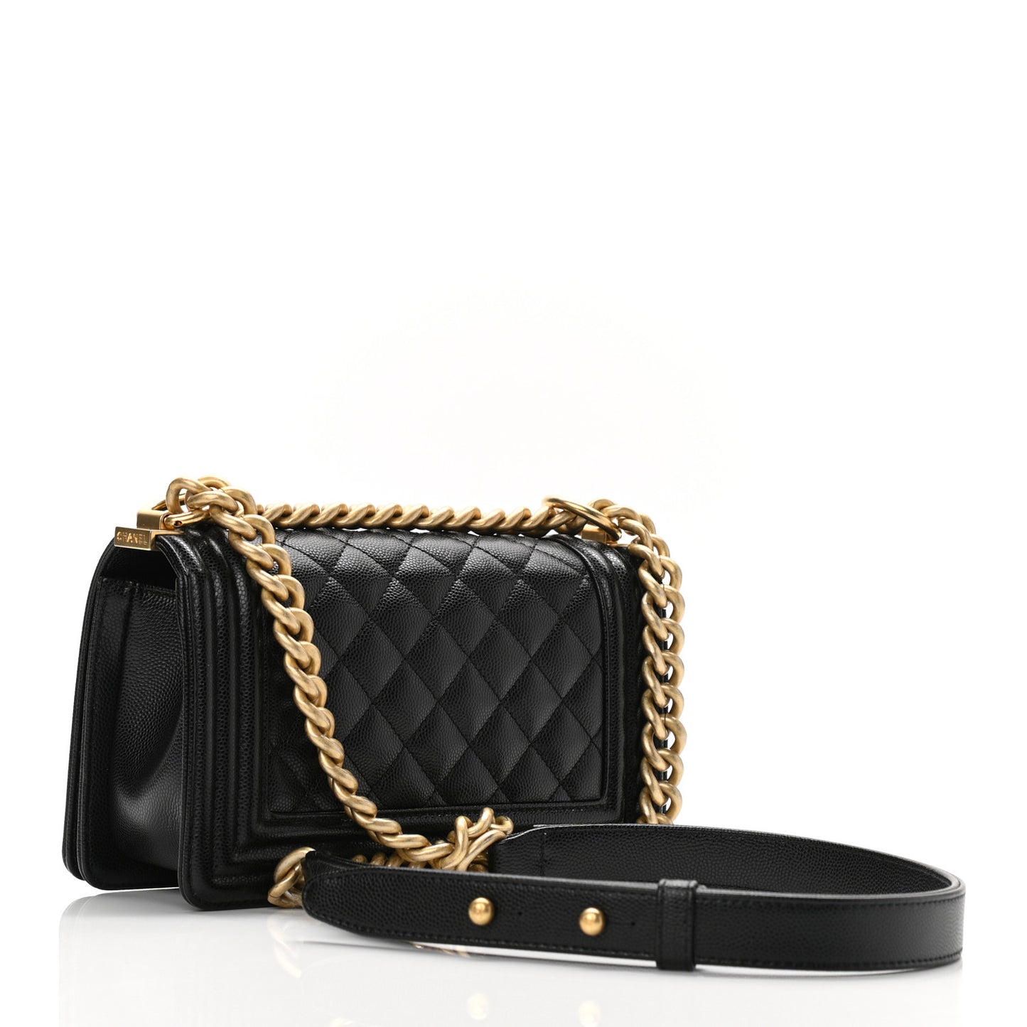 Caviar Quilted Small Boy Flap Black