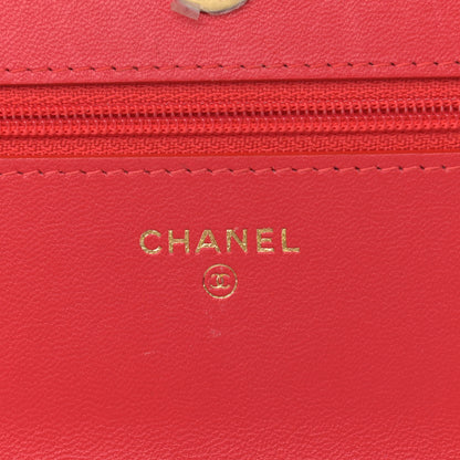 Chanel Goatskin Quilted Chanel 19 Wallet On Chain WOC Red 6 of 15