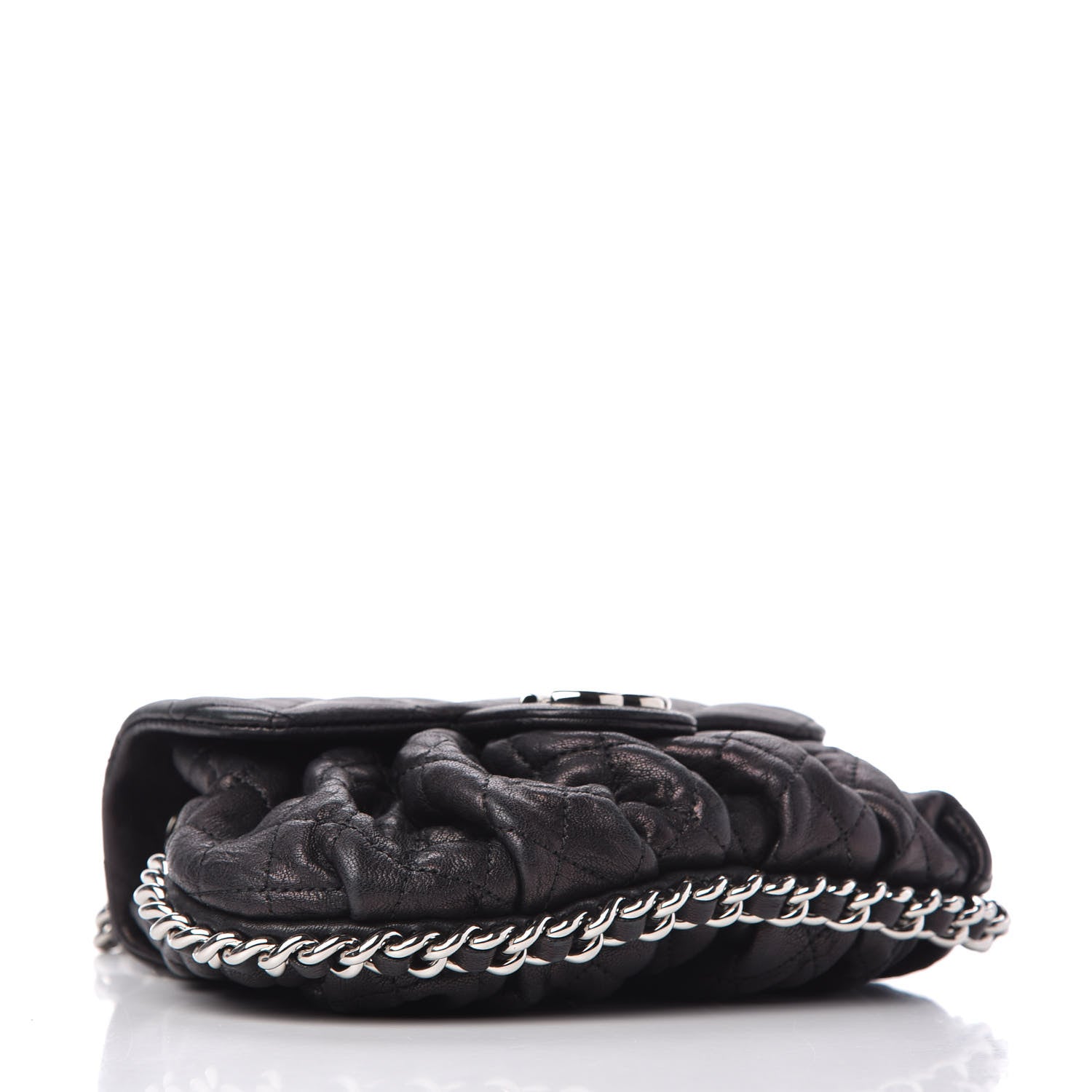 Chanel Metallic Washed Lambskin Quilted Mini Chain Around Flap Black 4 of 10