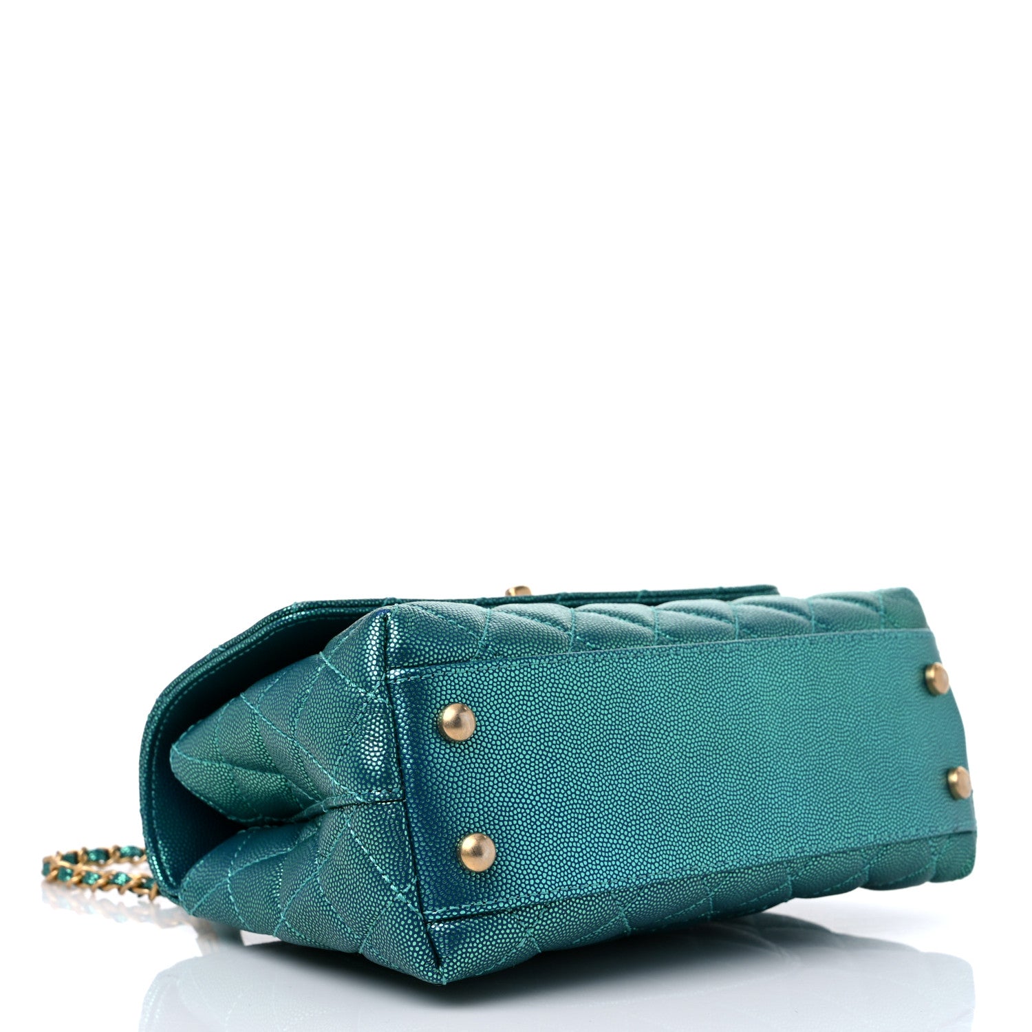 Chanel Metallic Caviar Quilted Mini Coco Handle Flap Blue 3 of 9
