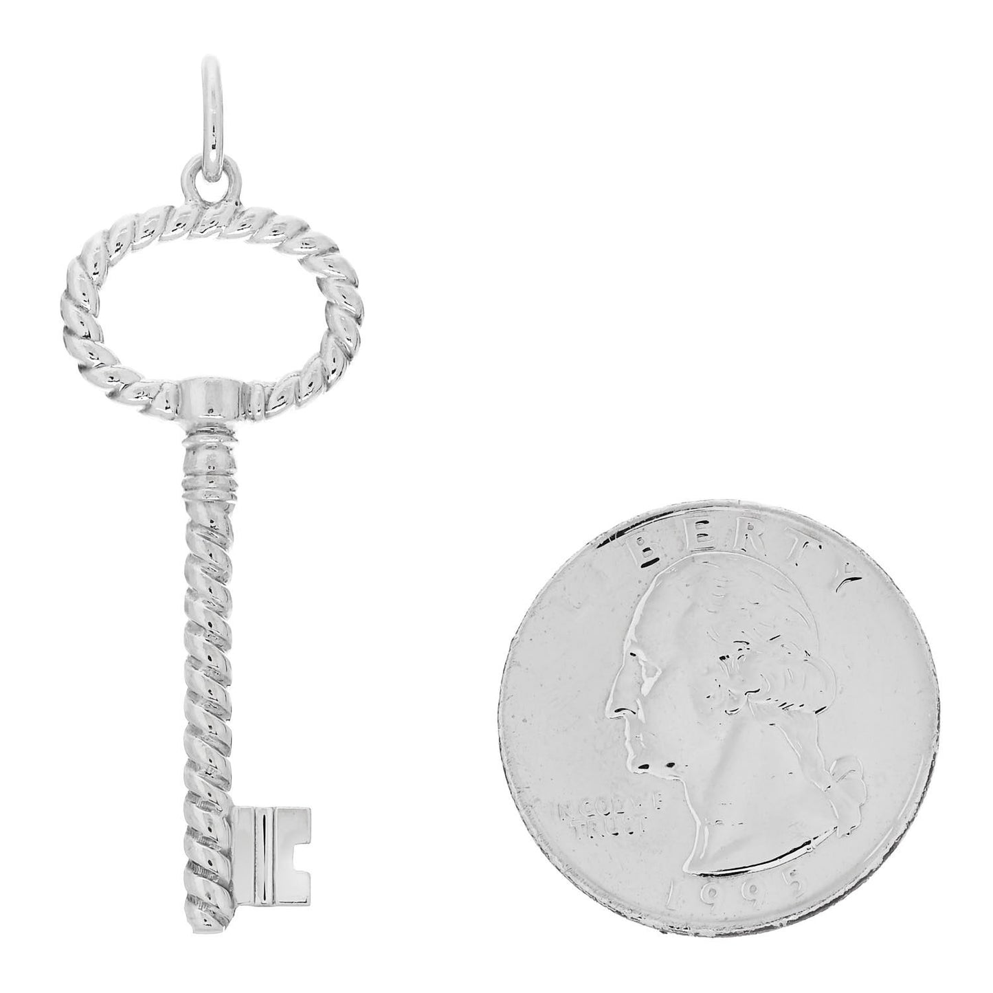 Sterling Silver Twist Oval Key Pendant