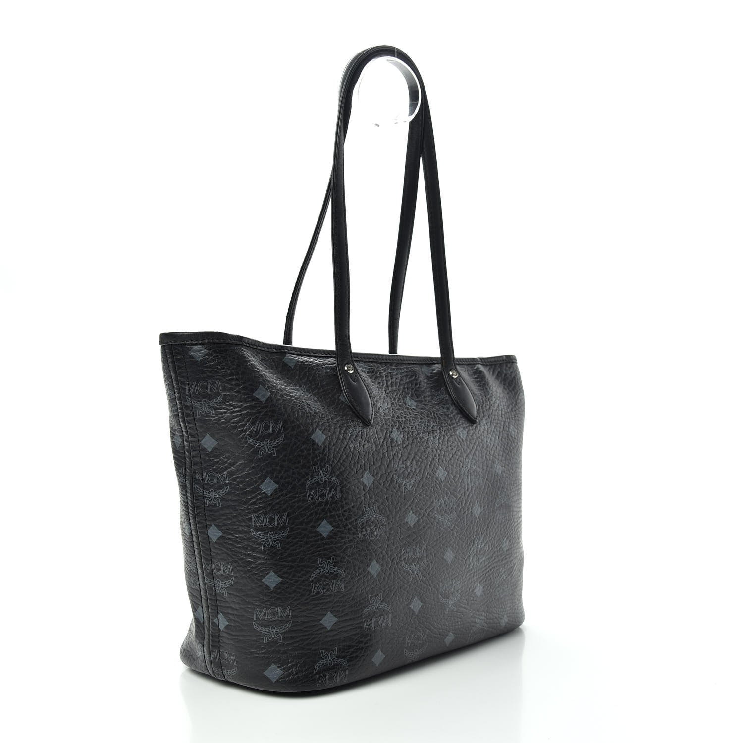 MCM Visetos Dog Bone Shopper Tote Black 3 of 9
