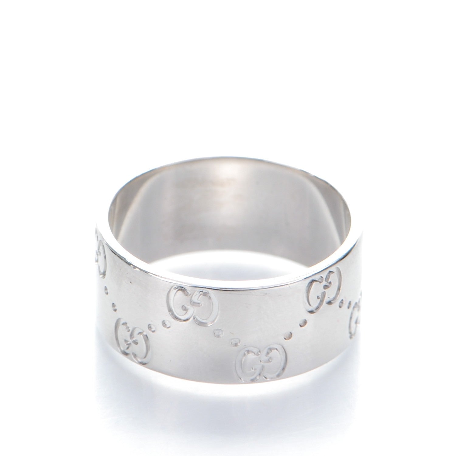 Gucci 18K White Gold 9mm Icon Band Ring 8.75 3 of 6