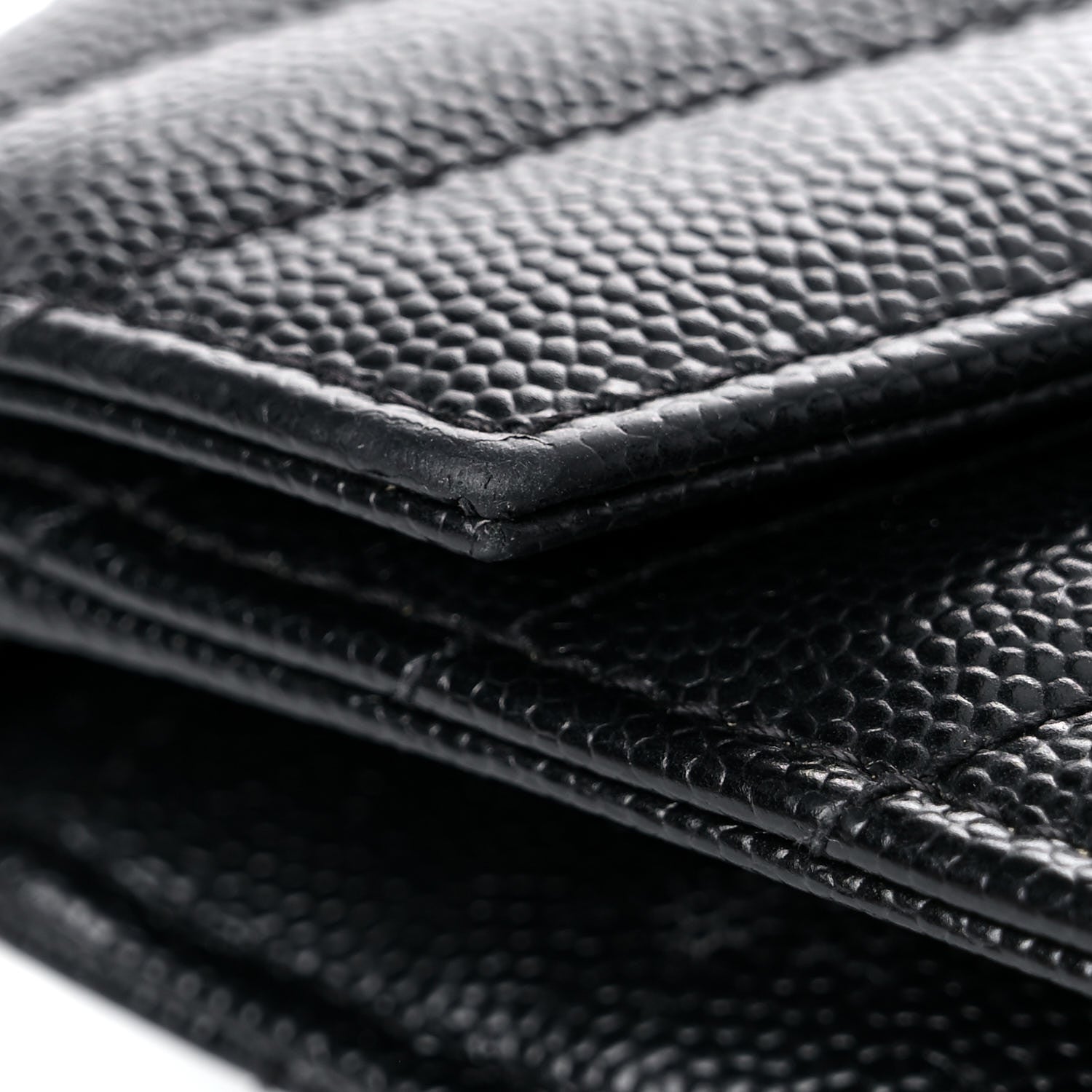 Saint Laurent Grain De Poudre Matelasse Chevron Monogram Monochrome Envelope Chain Wallet Black 12 of 18