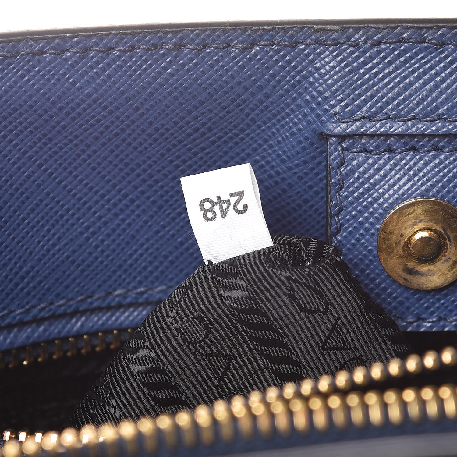 Prada Saffiano Lux Bi-Color Medium Tote Bluette Black 9 of 13