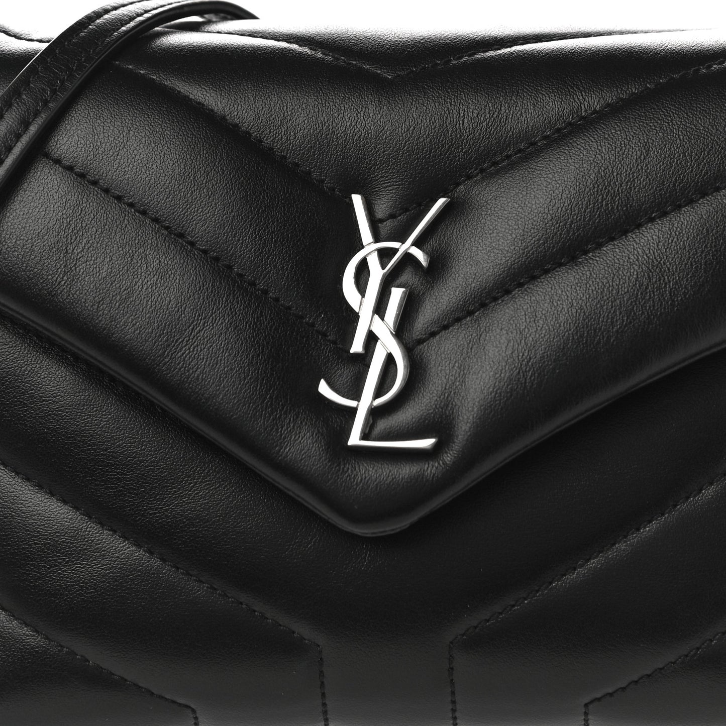 Calfskin Y Quilted Monogram Toy Loulou Crossbody Bag Black