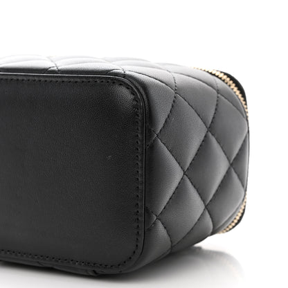 Chanel Lambskin Quilted Small Top Handle Vanity Case With Chain Black 10 of 12