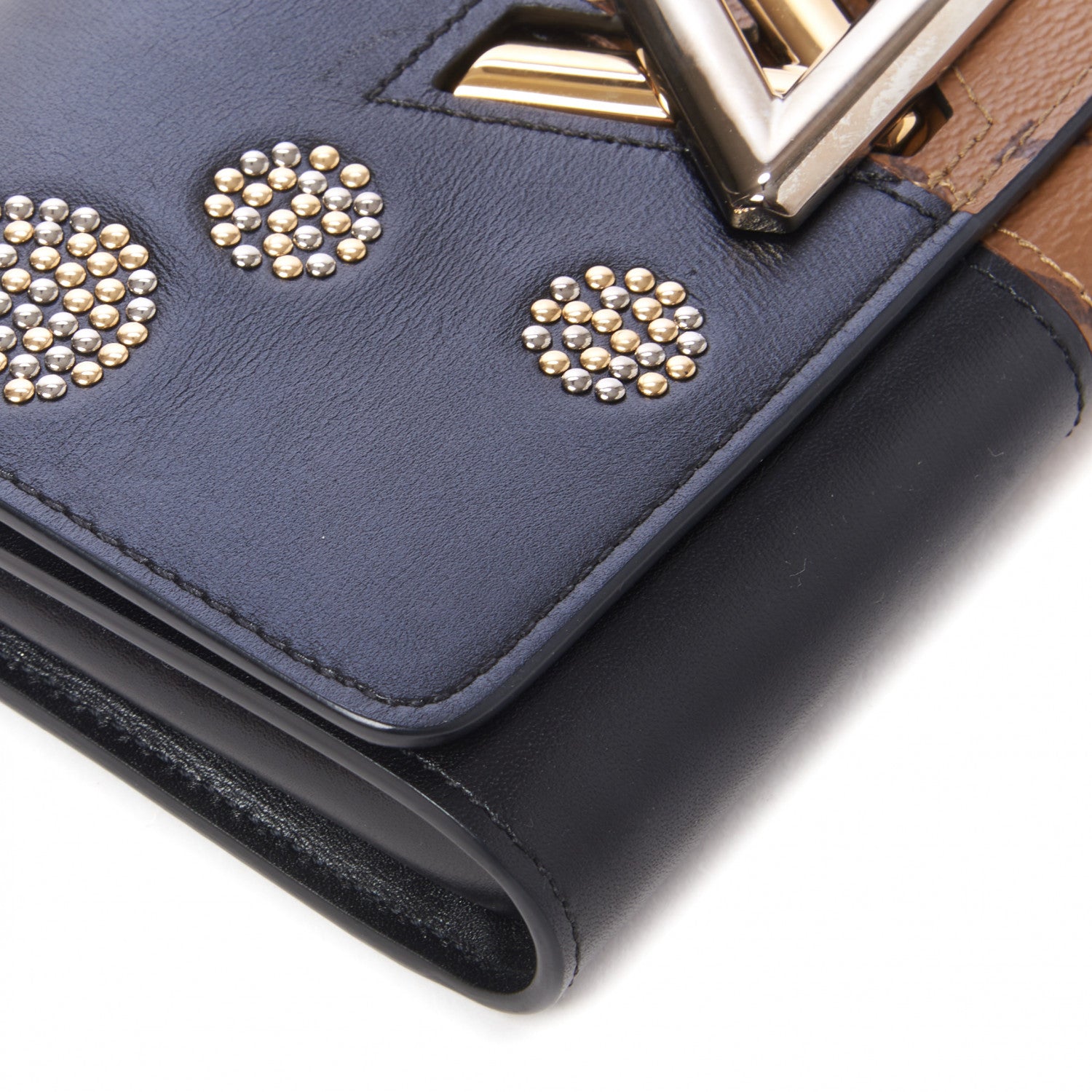 Louis Vuitton Calfskin Reverse Monogram Studded Night Lights Twist Chain Wallet 6 of 10