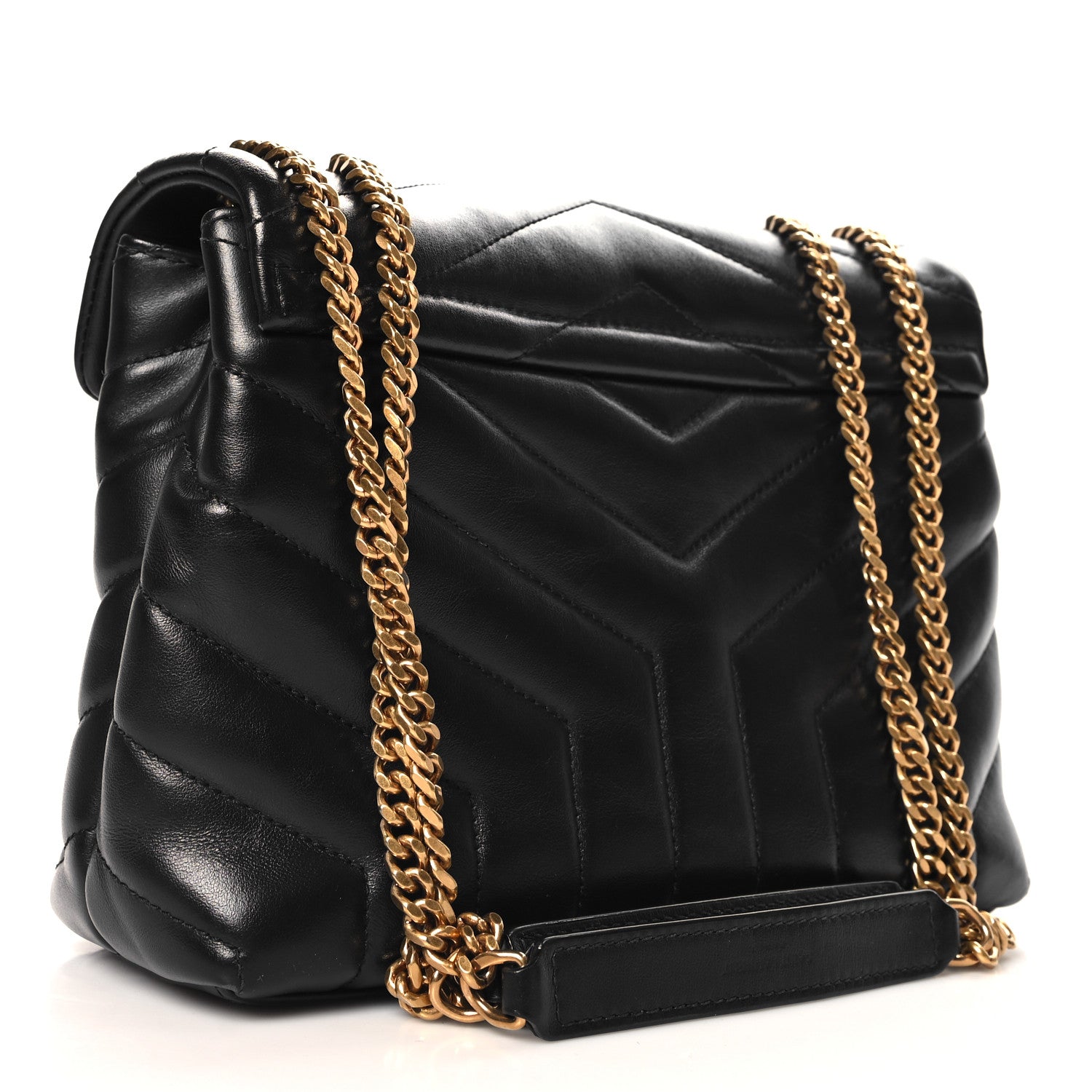 Saint Laurent Calfskin Y Quilted Monogram Small Loulou Chain Satchel Black 3 of 12