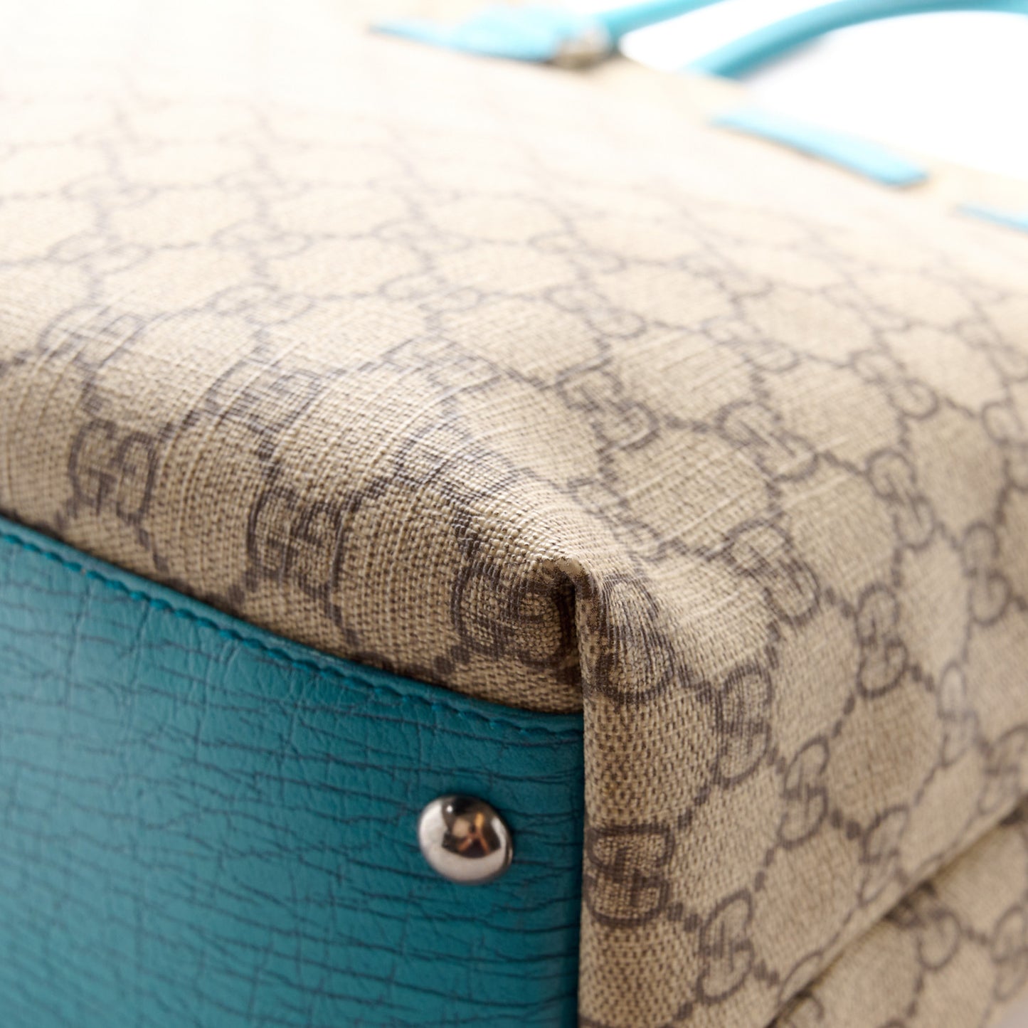 GG Plus Monogram Small Vertical Tote Turquoise