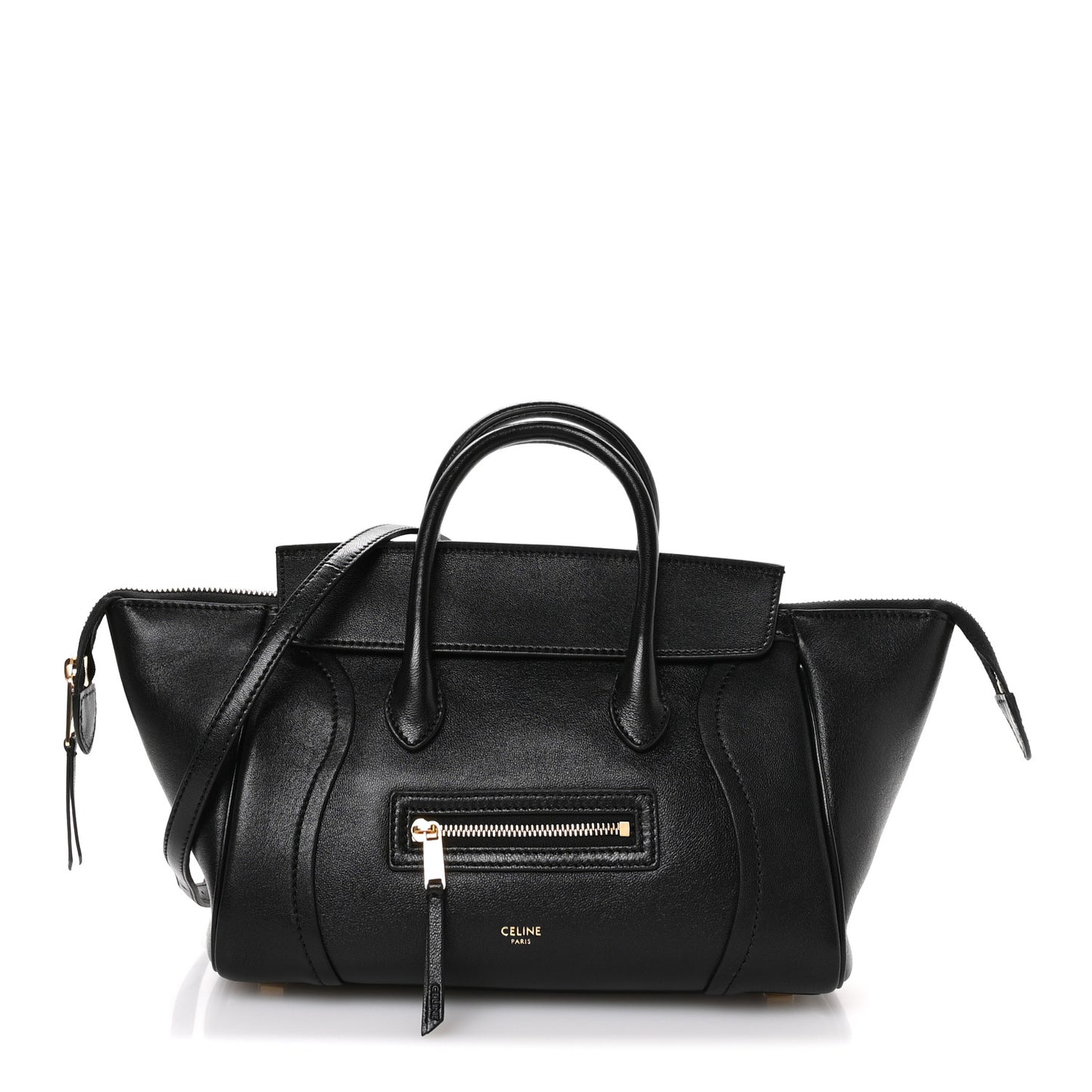 Supple Shiny Lambskin Little New Luggage Black