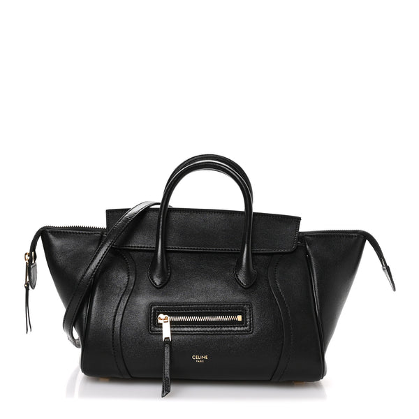 未使用　CELINE ミンクタッチ Celine Supple Shiny Lambskin Little New Luggage Black 1800603