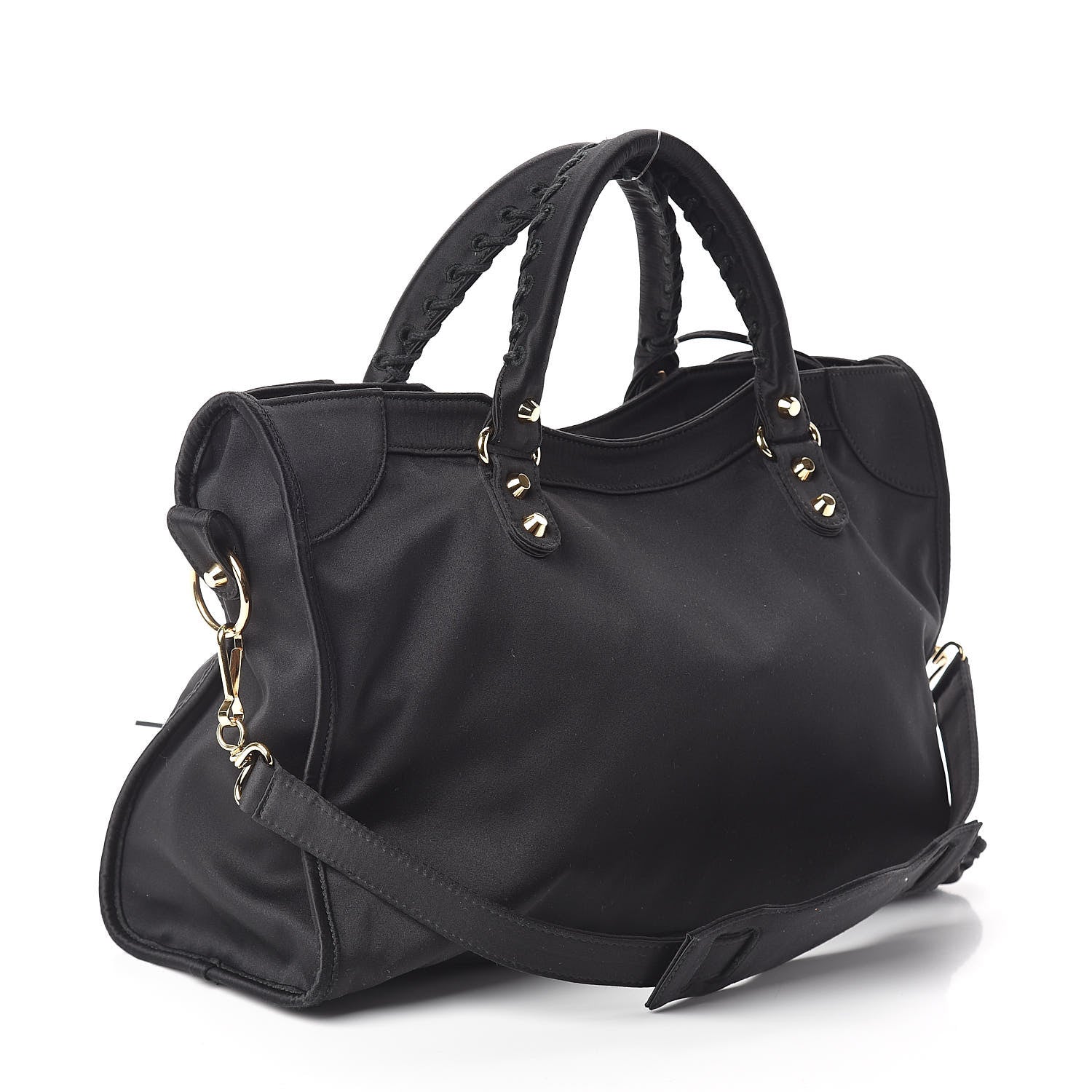 Balenciaga Satin Classic Gold Hardware City Black 3 of 9