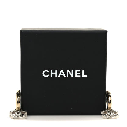 Chanel Metal Crystal Studded CC Hoop Drop Earrings Gold 5 of 5
