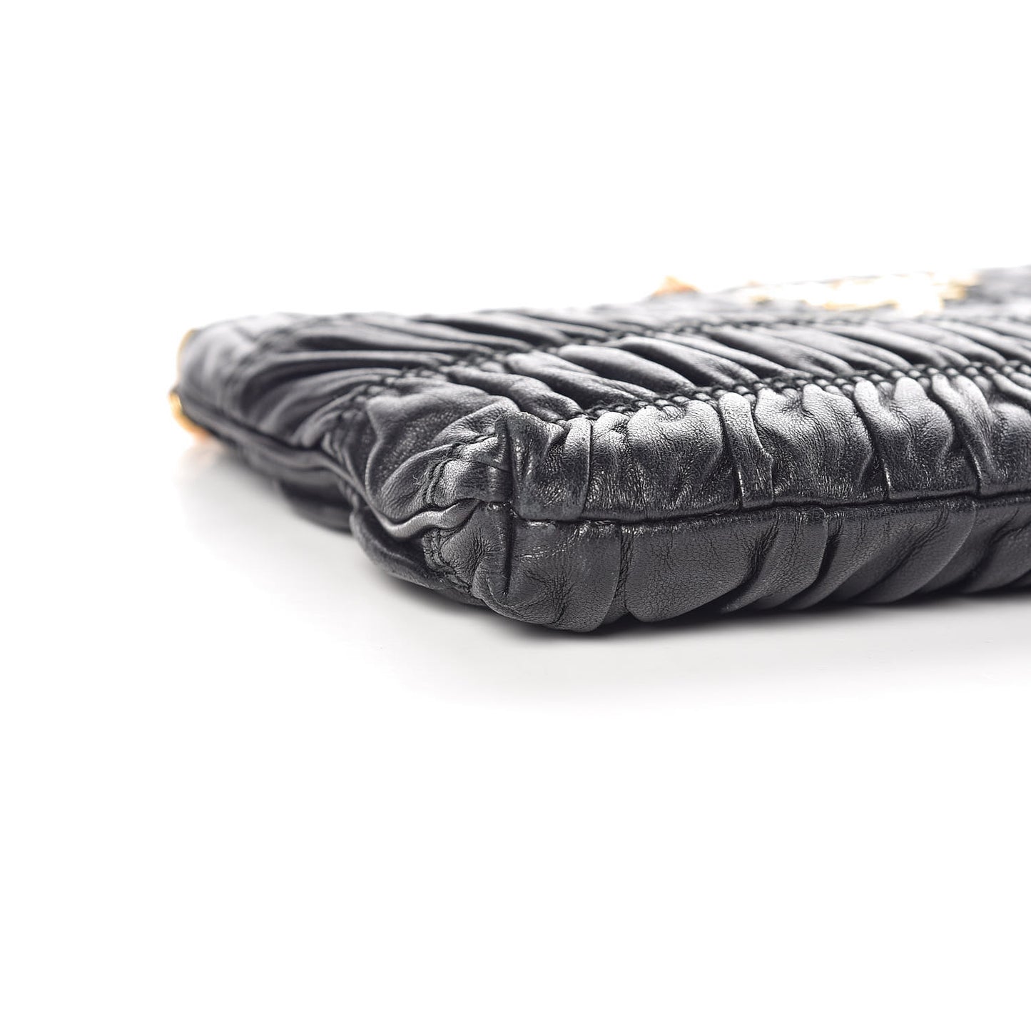 Nappa Gaufre Chain Shoulder Bag Black