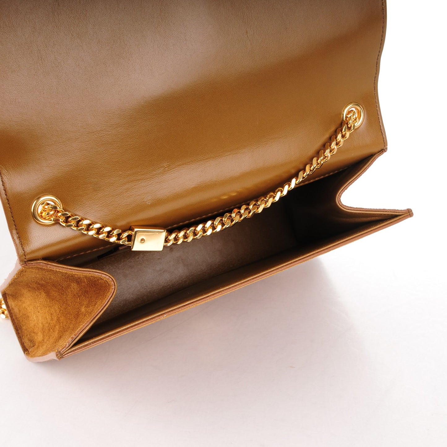 Suede Medium Classic Monogram Kate Tassel Satchel Light Ochre