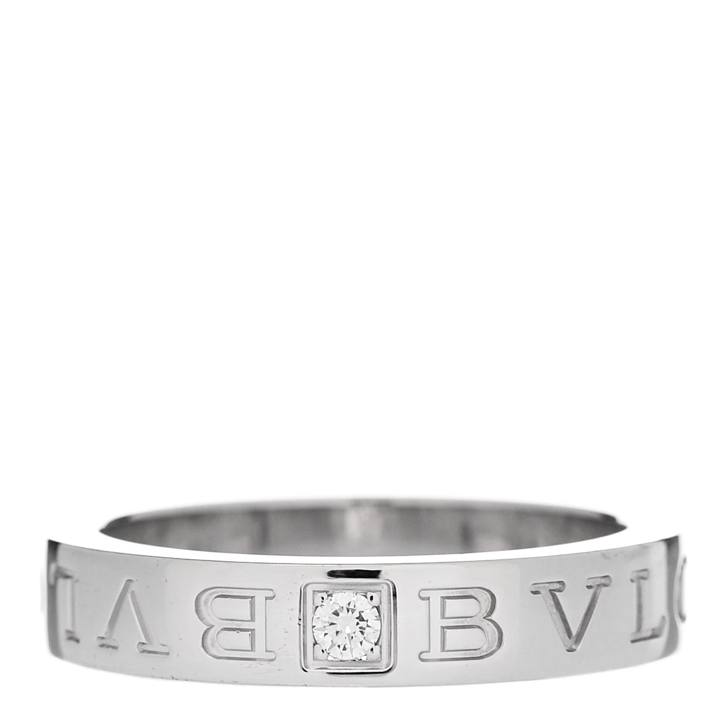 Bulgari 18K White Gold Diamond B.Zero1 Essential Band Ring 54 7 1 of 5