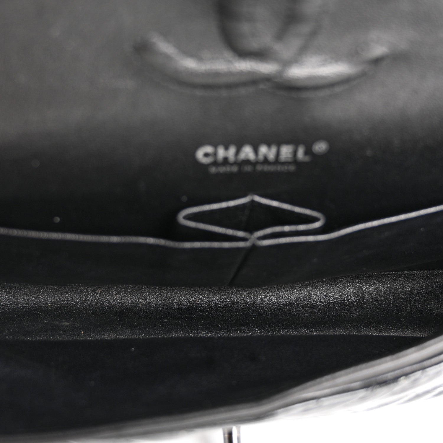 Chanel Metallic Patent Crumpled Calfskin Chevron Quilted Medium Double Flap So Black 5 of 12