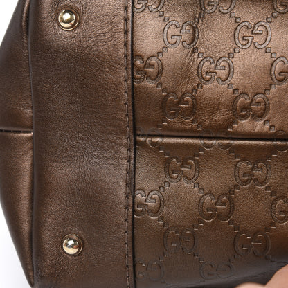Gucci Metallic Guccissima Heart Bit Charm Dome Satchel Bronze 14 of 22