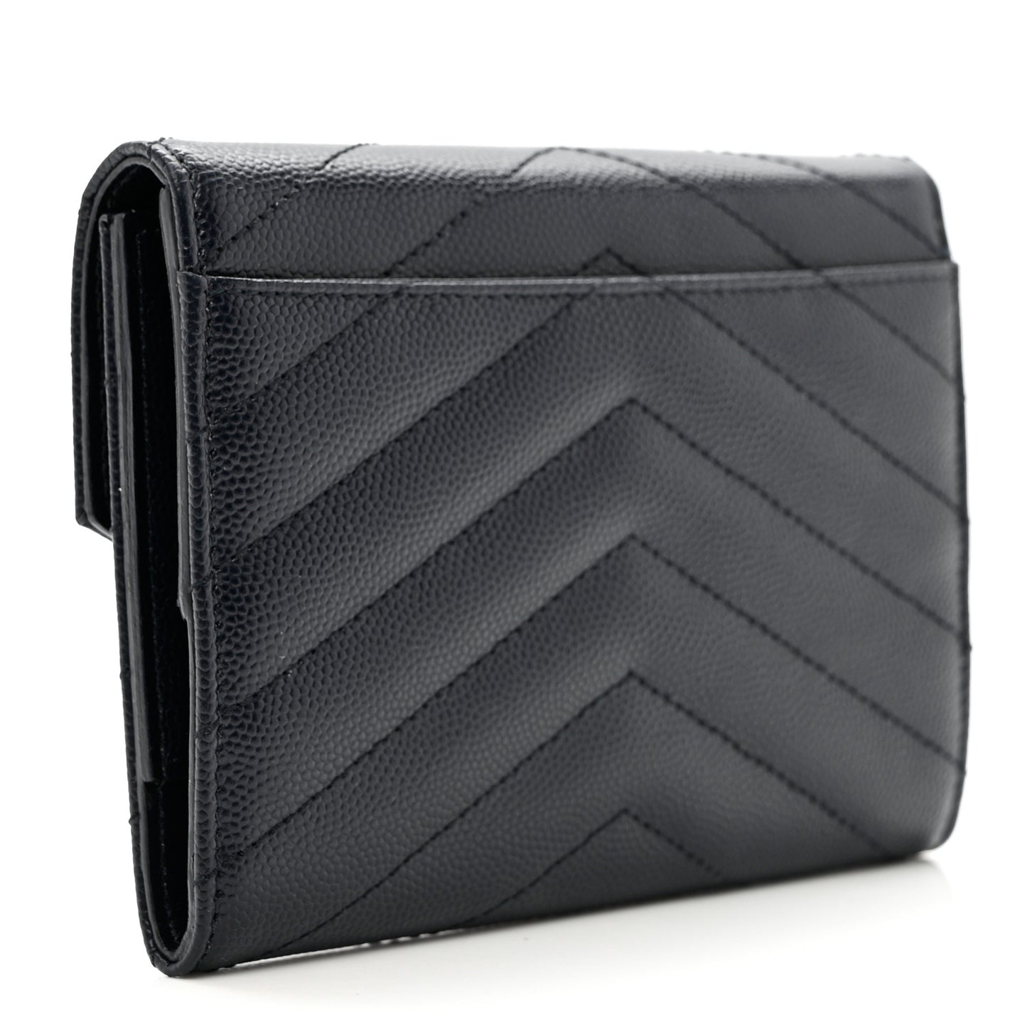 Grain De Poudre Matelasse Chevron Small Monogram Passport Case Deep Marine