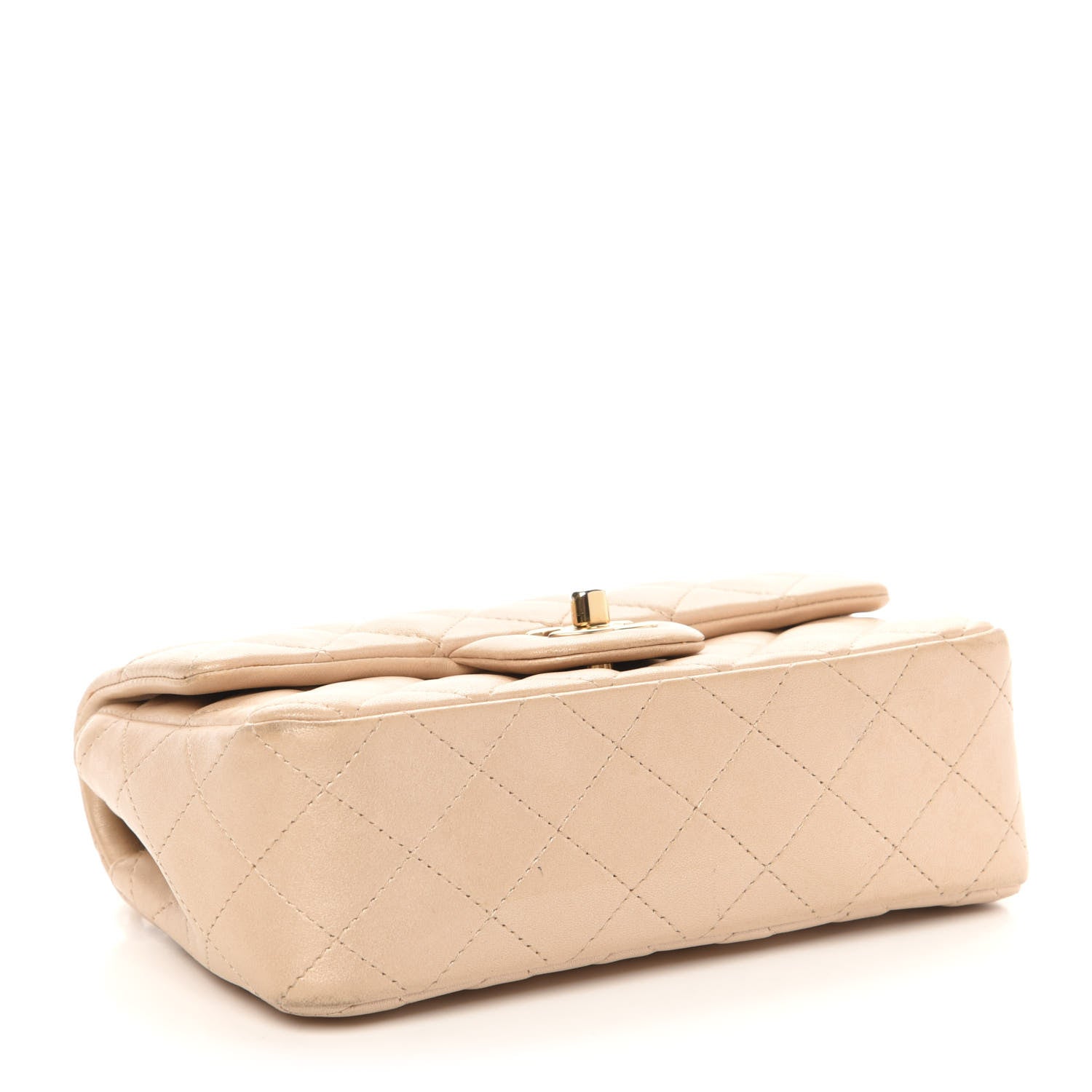 Chanel Metallic Lambskin Quilted Mini Rectangular Flap Beige 4 of 14