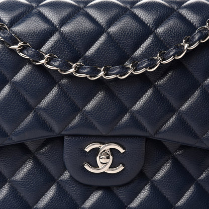 Chanel Caviar Quilted Jumbo Double Flap Dark Blue 13 of 13