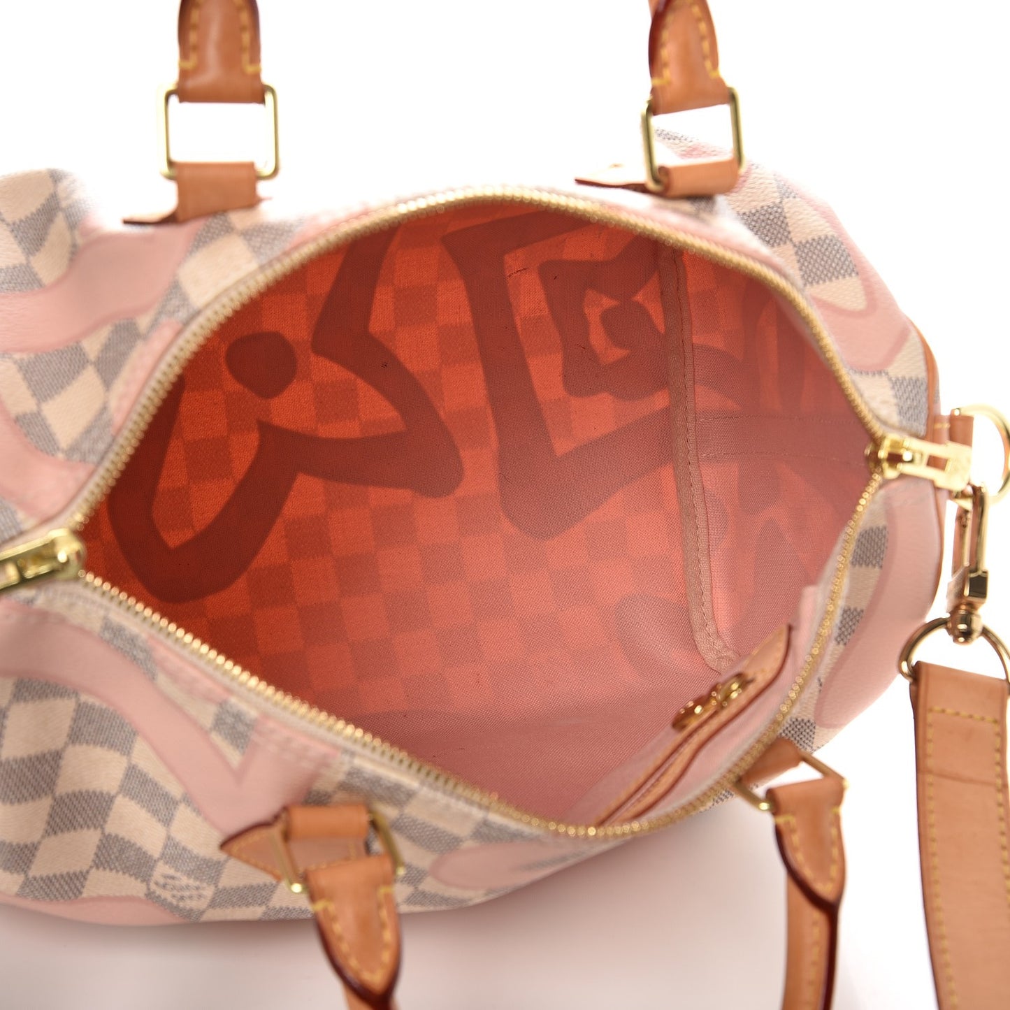 Damier Azur Tahitienne Speedy Bandouliere 30 Rose Ballerine