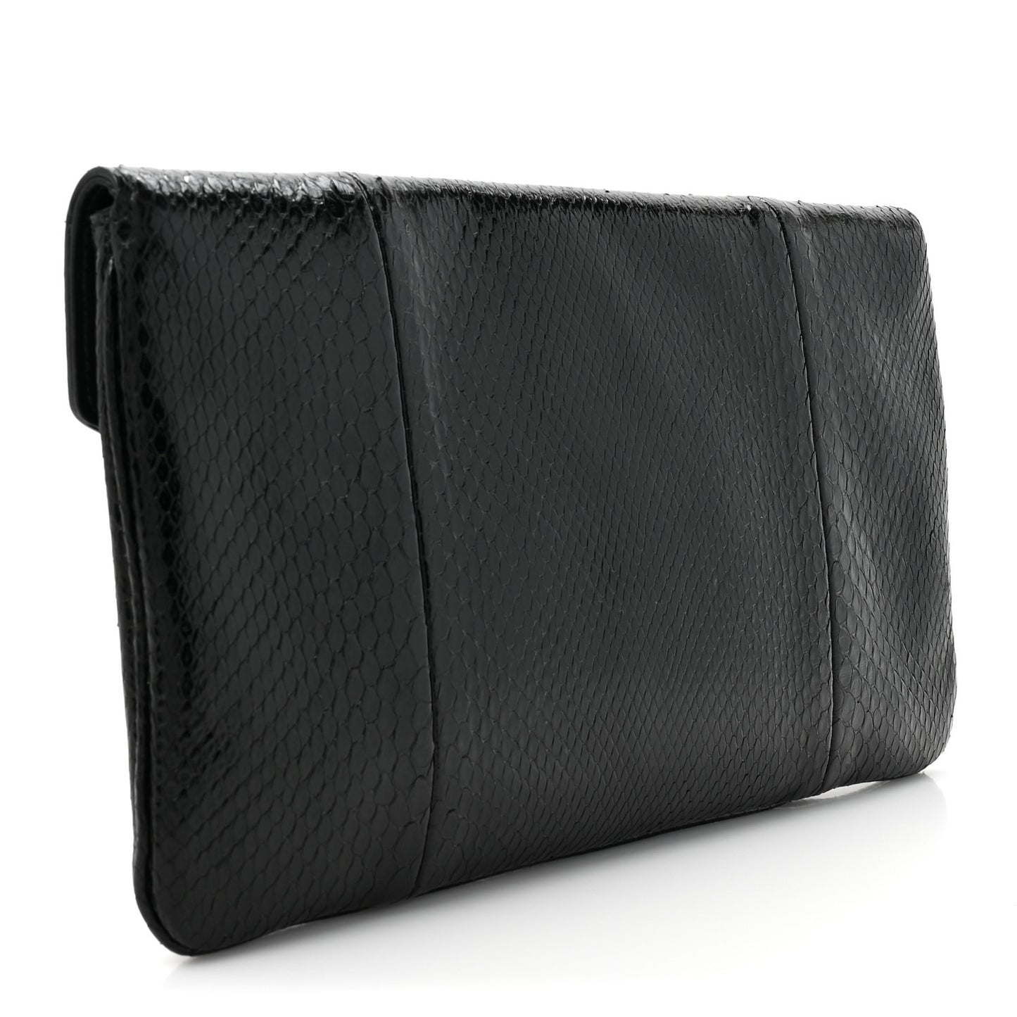 Snakeskin Rajah Broadway Envelope Clutch Black