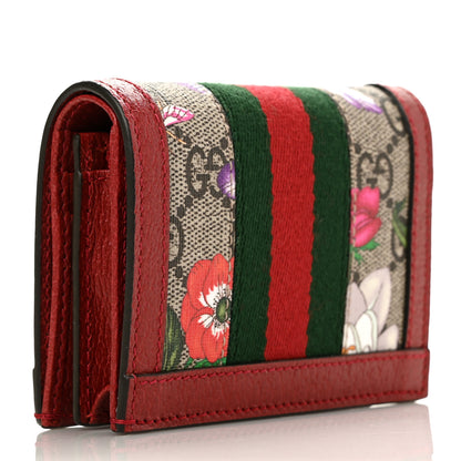 Gucci GG Supreme Monogram Flora Web Ophidia Card Case Red 3 of 6