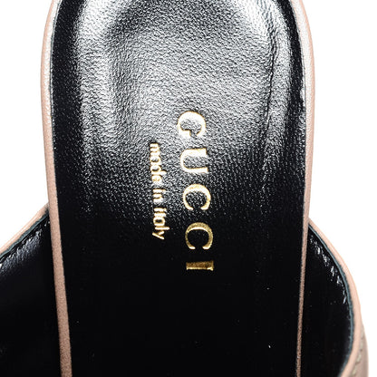 Gucci Malaga Kid Webby Crossover High Heel Slide Sandals 37.5 Porcelain Rose 7 of 9