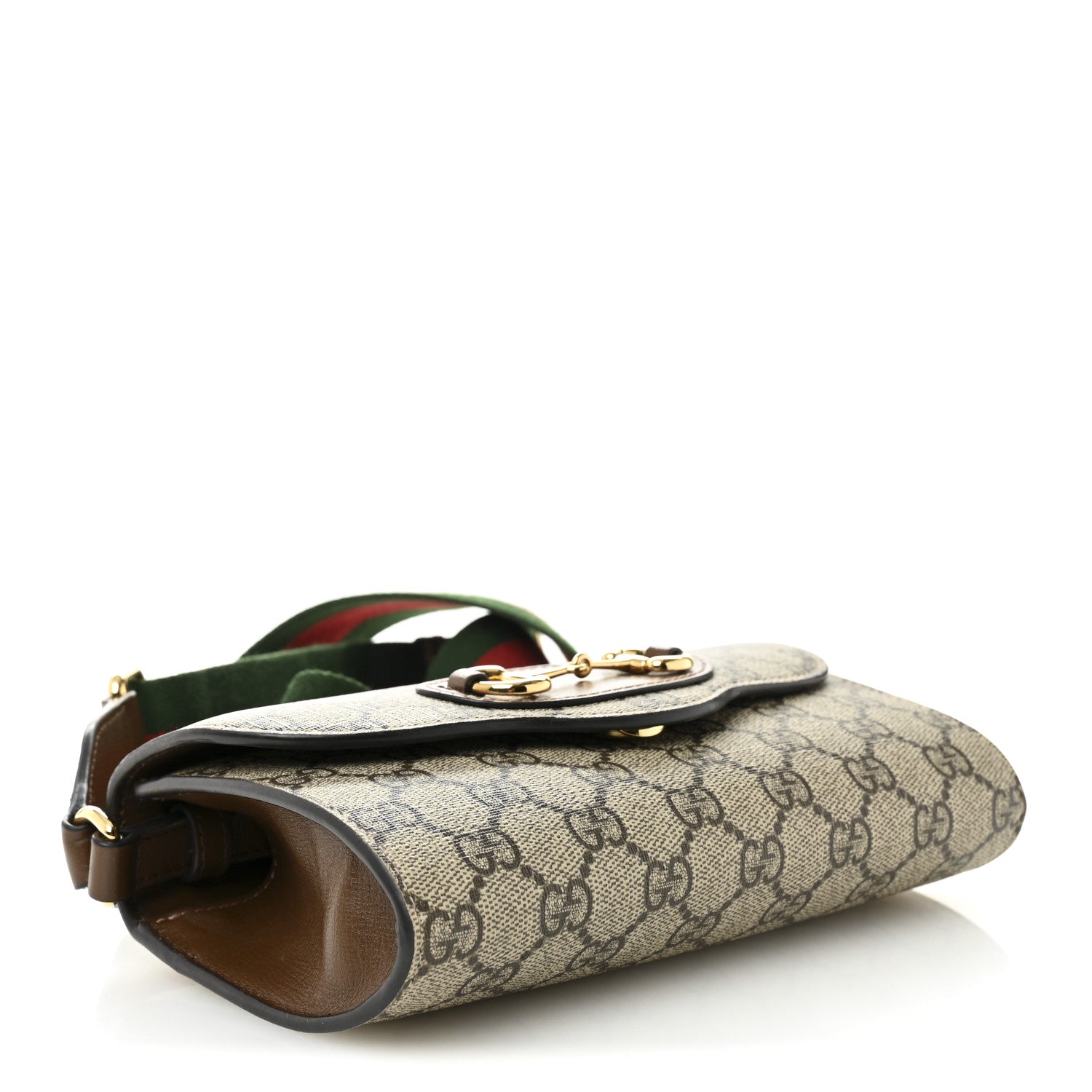 Gucci GG Supreme Monogram Azalea Calfskin Web Mini Horsebit 1955 Chain Shoulder Bag Beige Ebony Brown Sugar 4 of 10