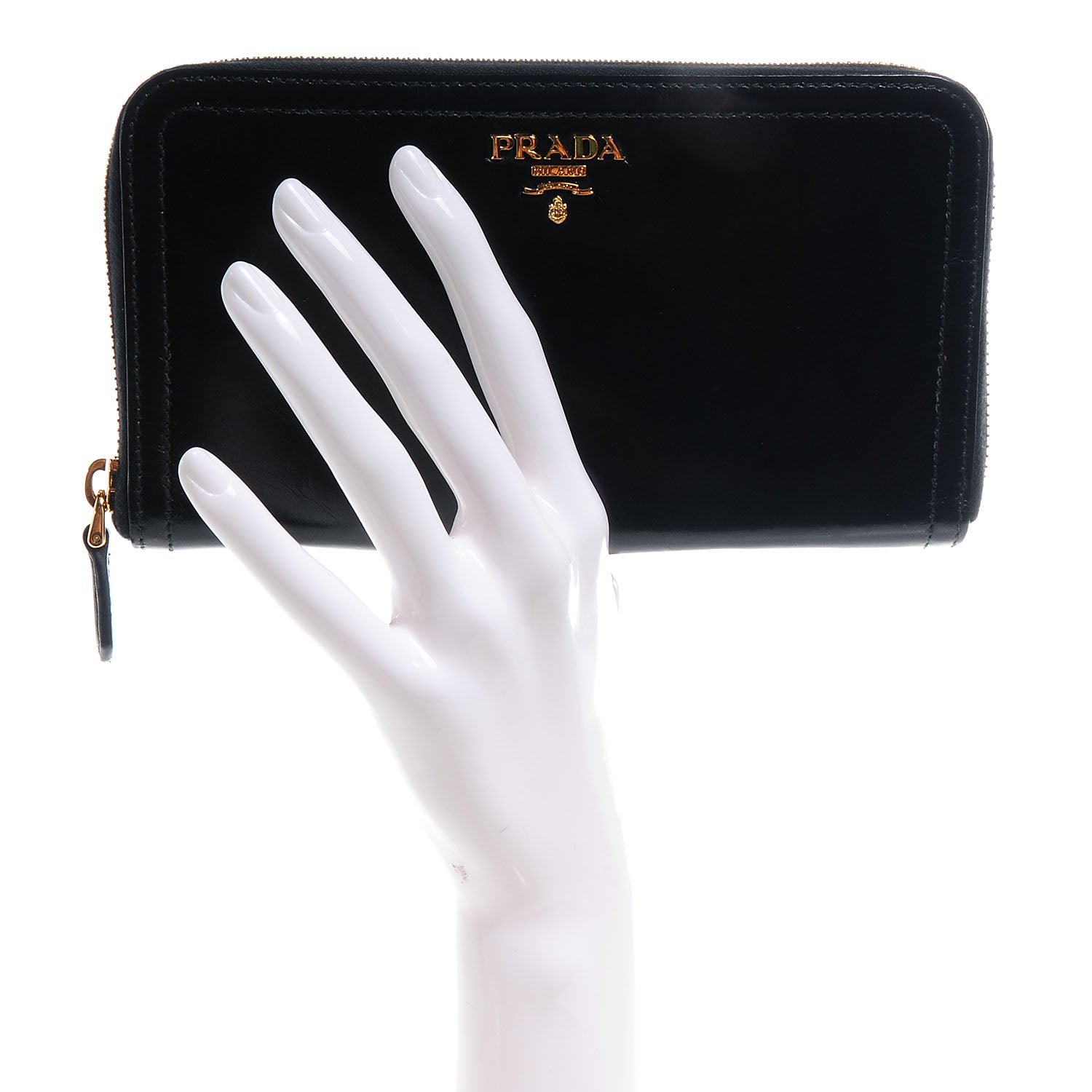 Prada Vitello Shine Zip Around Wallet Nero Black 2 of 7