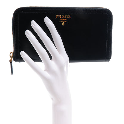Prada Vitello Shine Zip Around Wallet Nero Black 2 of 7