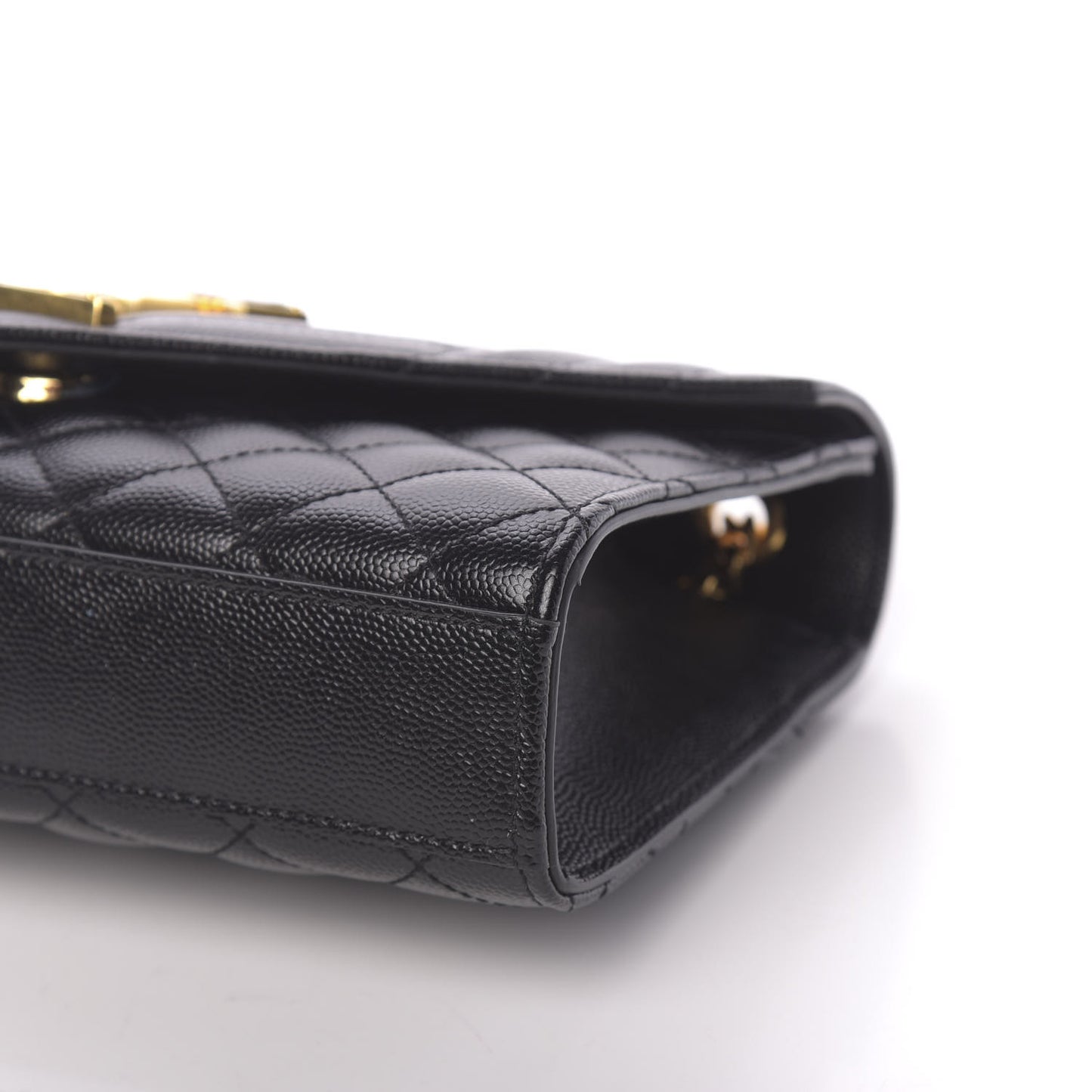 Grain De Poudre Textured Mixed Matelasse Triquilt Small Monogram Satchel Black