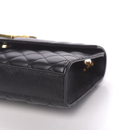 Saint Laurent Grain De Poudre Textured Mixed Matelasse Triquilt Small Monogram Satchel Black 8 of 11