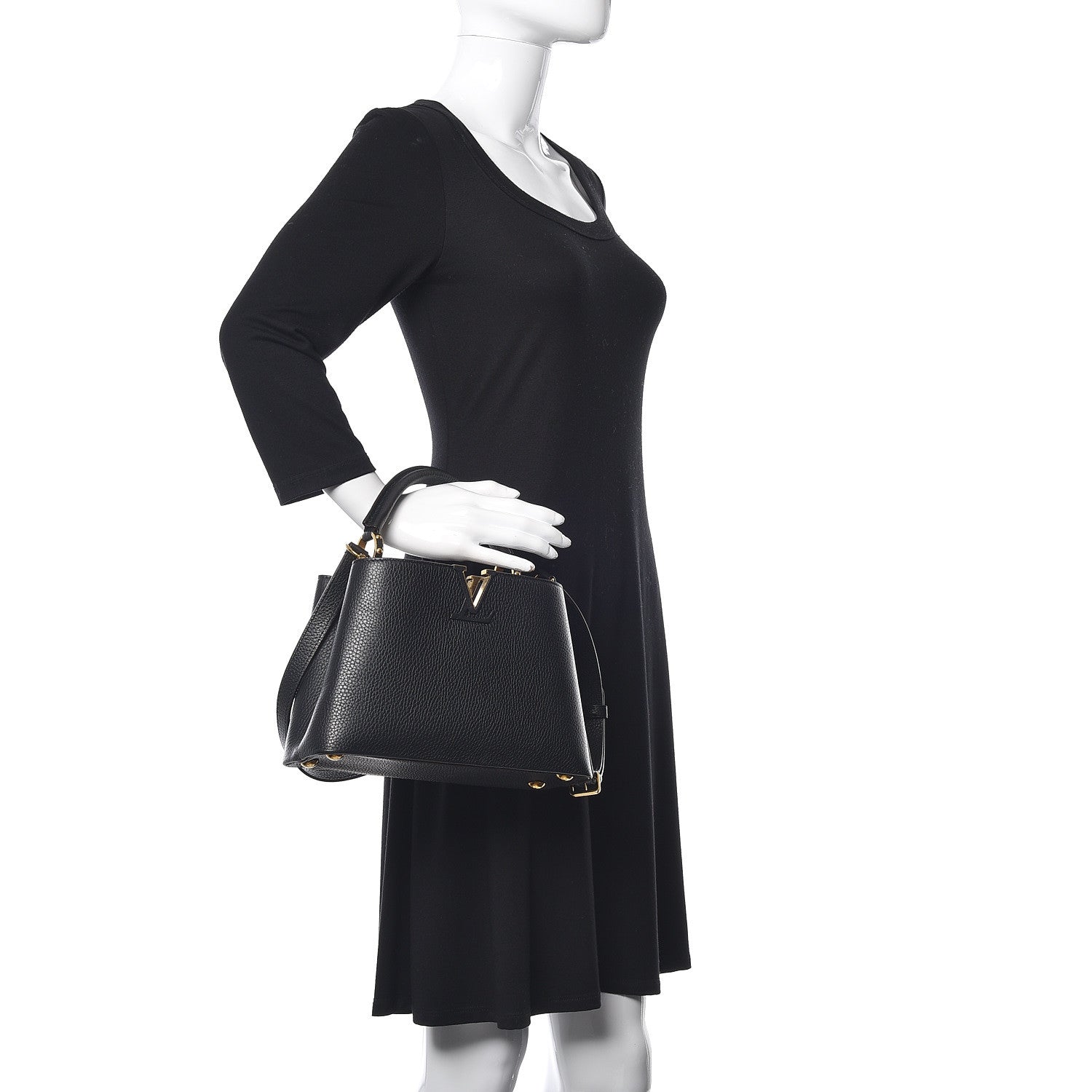 Louis Vuitton Taurillon Capucines BB Black 2 of 13