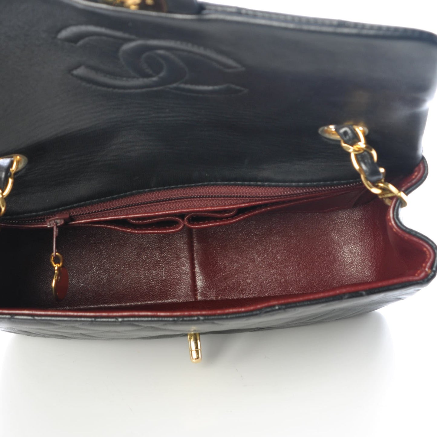Lambskin Quilted Small Single Flap Black