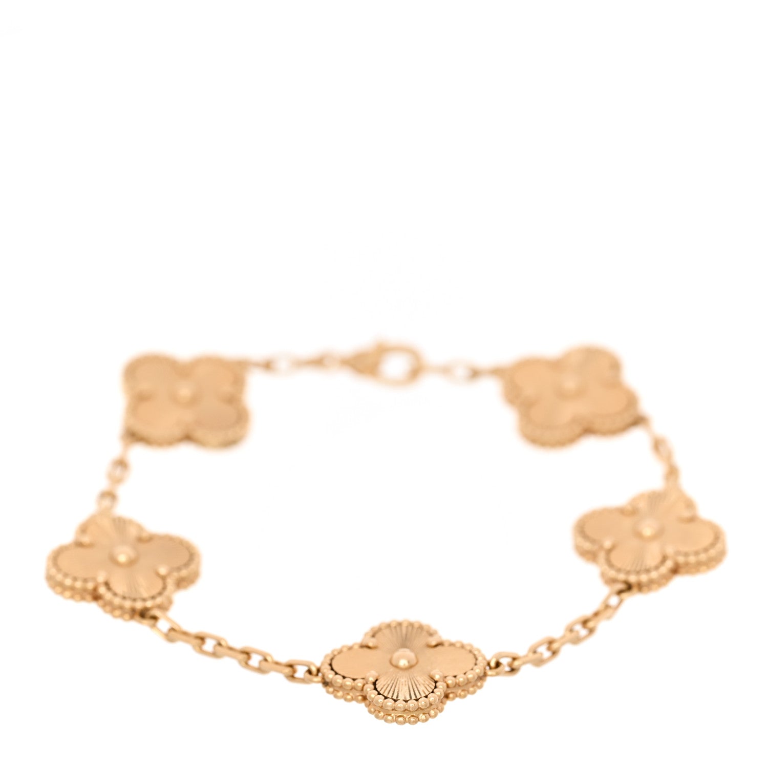 Van Cleef & Arpels 18K Yellow Gold 5 Motifs Guilloche Vintage Alhambra Bracelet 1 of 5