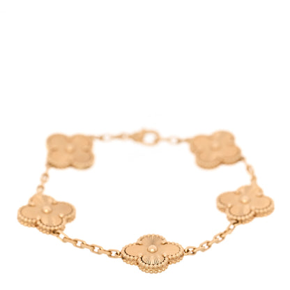 Van Cleef & Arpels 18K Yellow Gold 5 Motifs Guilloche Vintage Alhambra Bracelet 1 of 5