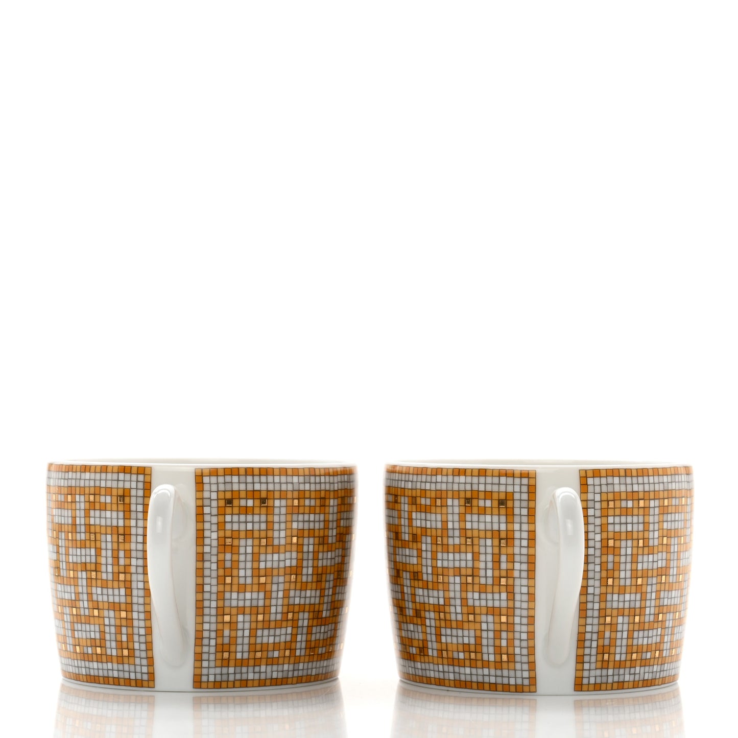 Porcelain Mosaique Au 24 Gold Tea Cup And Saucer Set Of 2