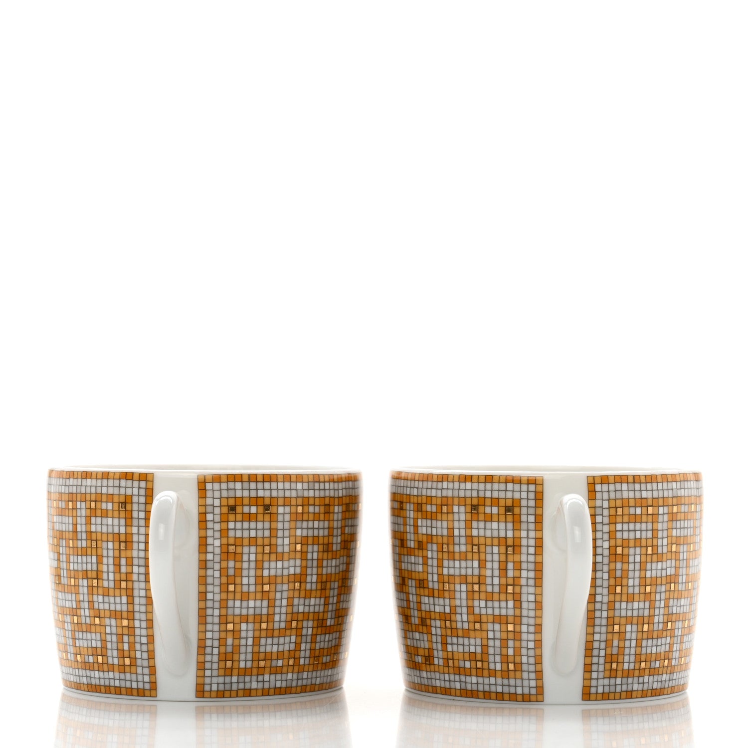 Hermes Porcelain Mosaique Au 24 Gold Tea Cup And Saucer Set Of 2 5 of 12
