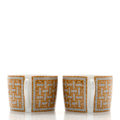 Hermes Porcelain Mosaique Au 24 Gold Tea Cup And Saucer Set Of 2 5 of 12