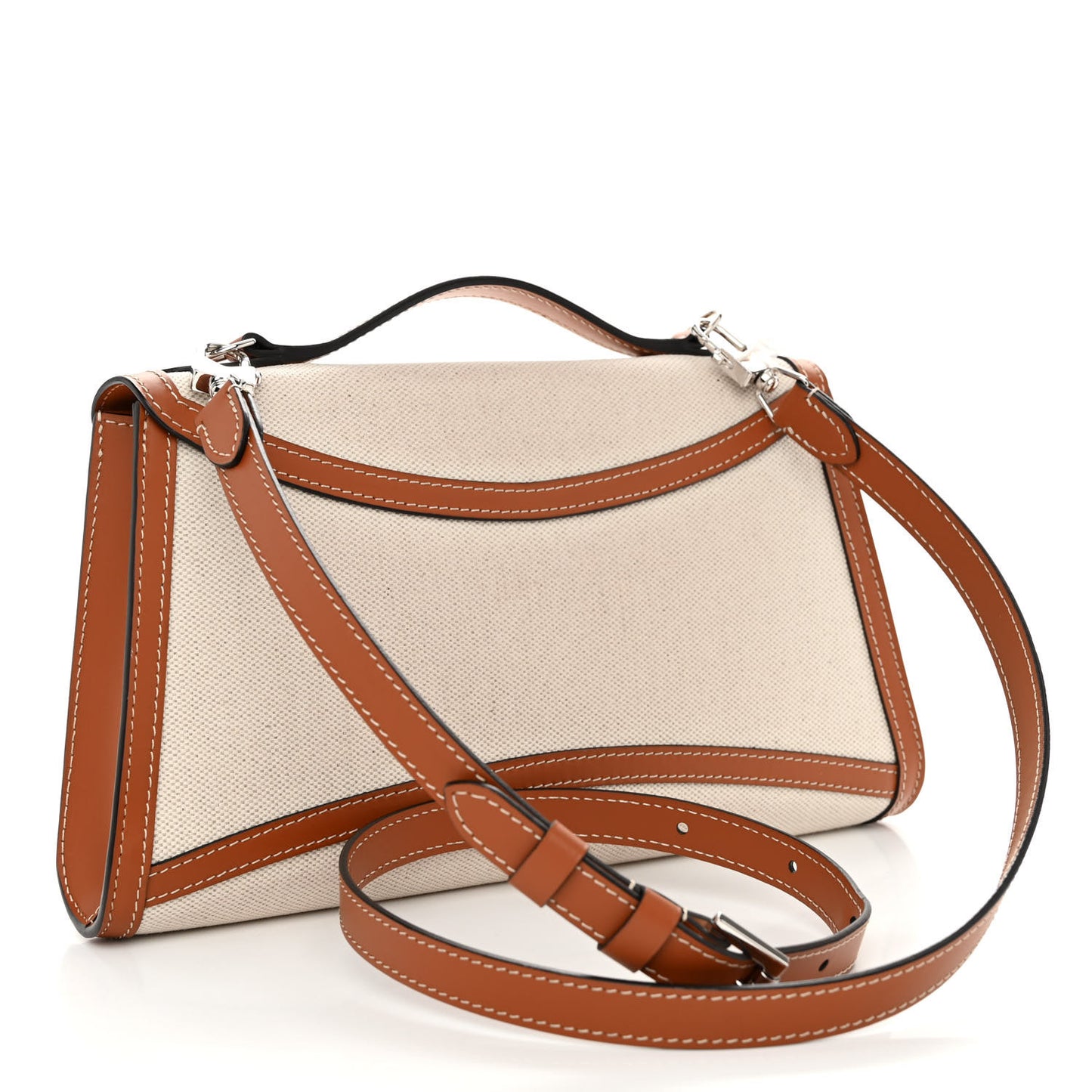 Cotton Canvas Linen Calfskin Gabrielle Clutch
