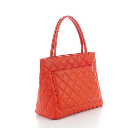 Chanel Caviar Quilted Medallion Tote Orange 3 of 7