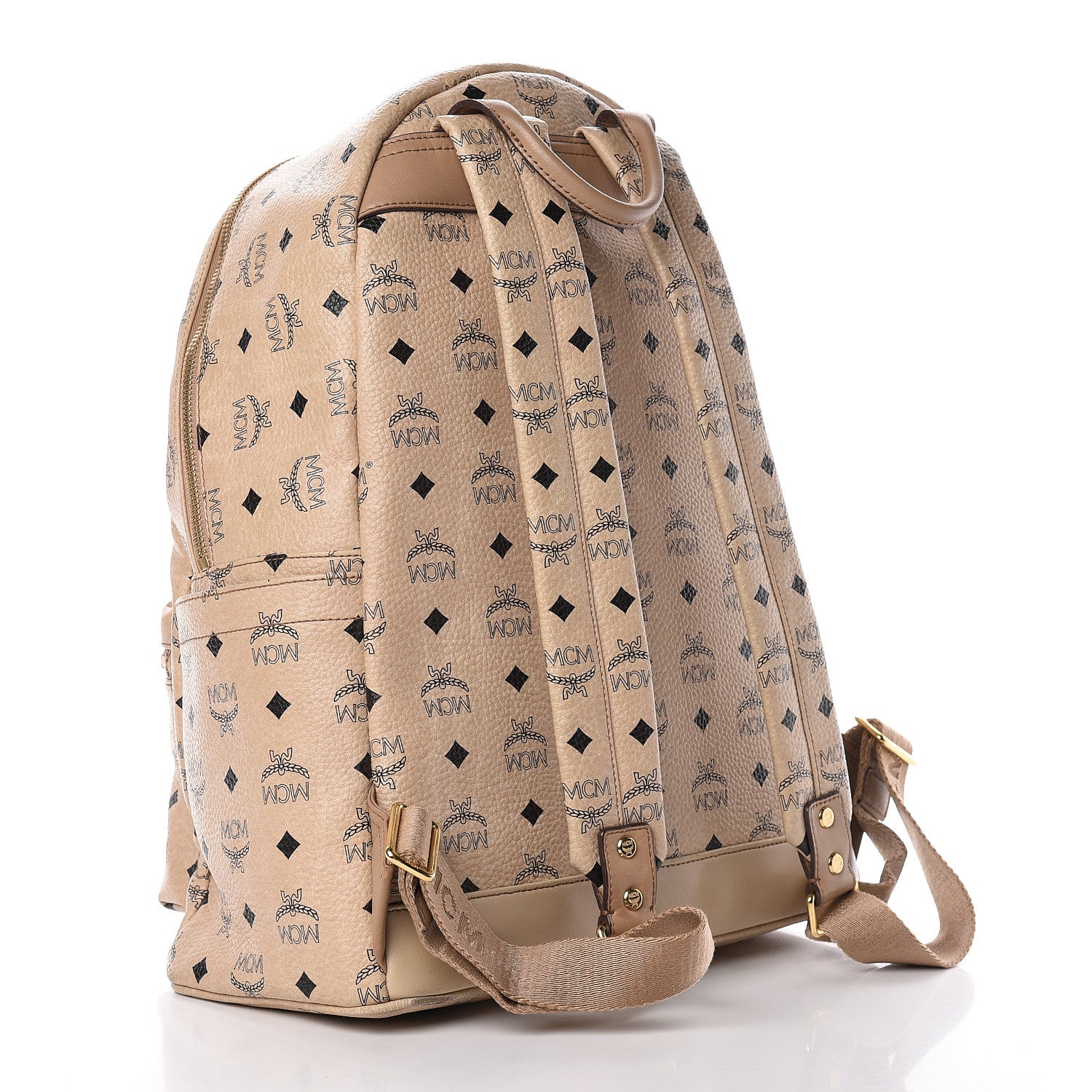 MCM Visetos Medium Studded Stark Backpack Beige 3 of 19