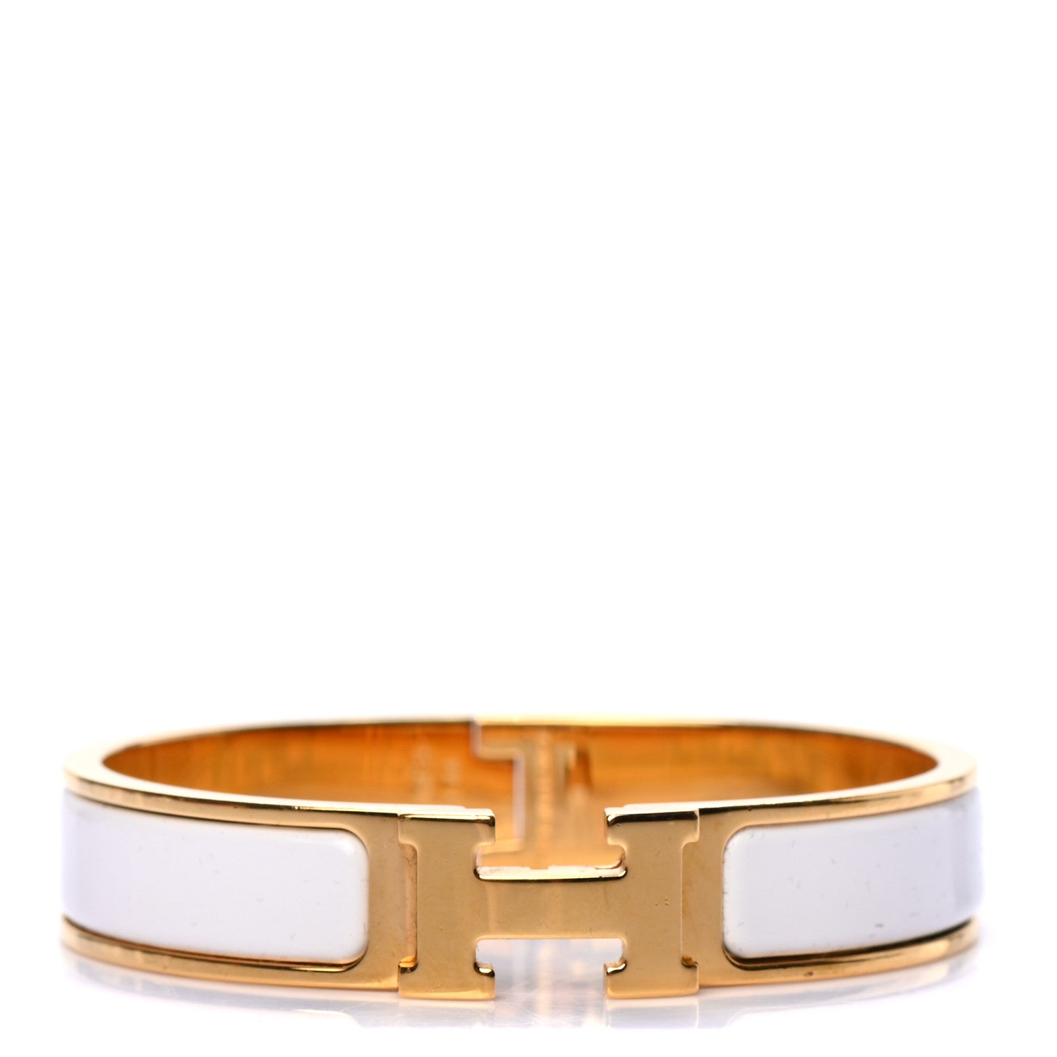 Hermes Enamel Narrow Clic Clac H Bracelet PM White 1 of 4