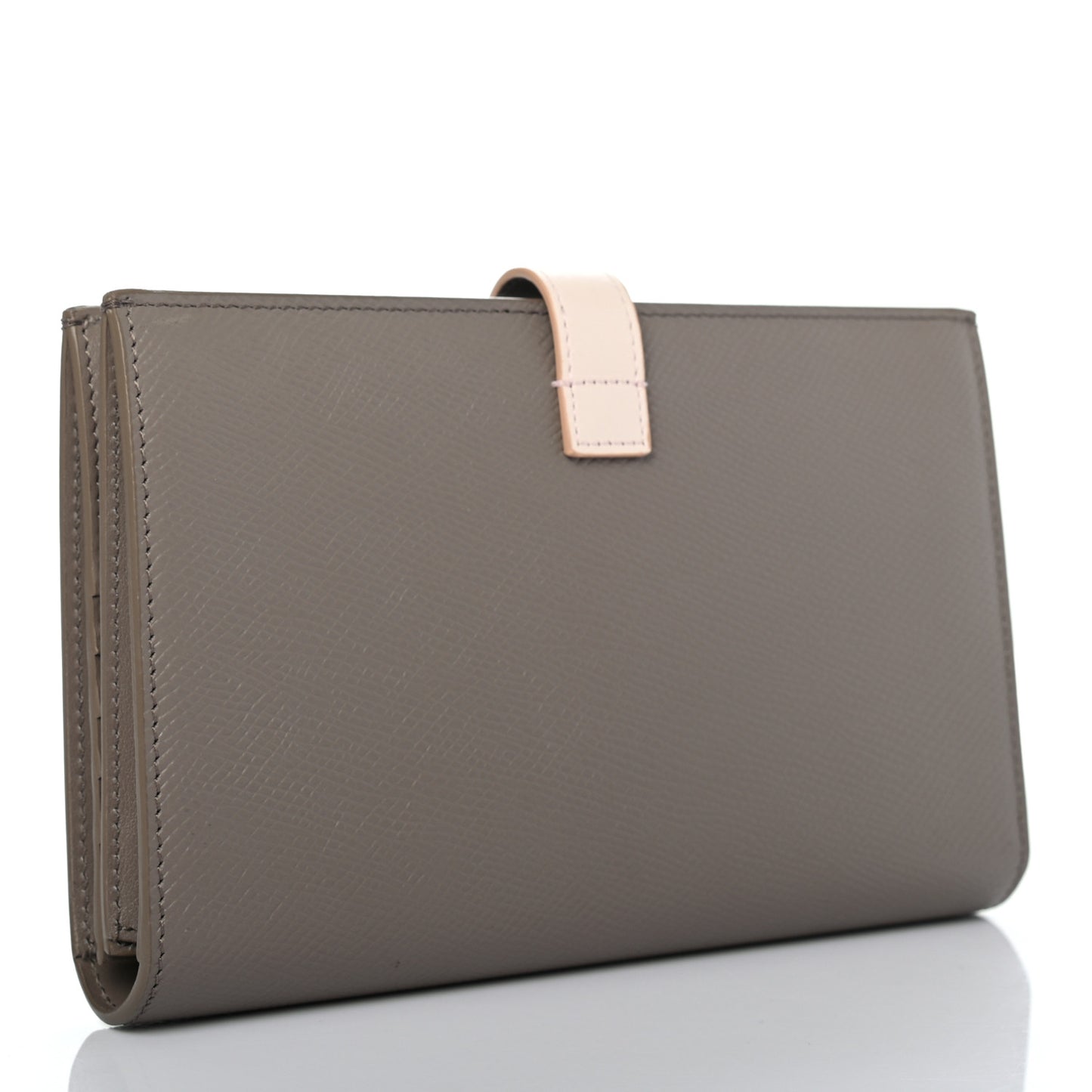 Grained Calfskin Medium Multifunction Strap Wallet Pebble Pale Pink